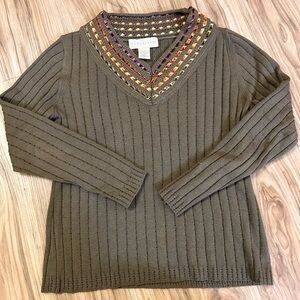 Doncaster Brown Ribbed Silk Cashmere Sweater Top Women’s Size Small Knit Vintage